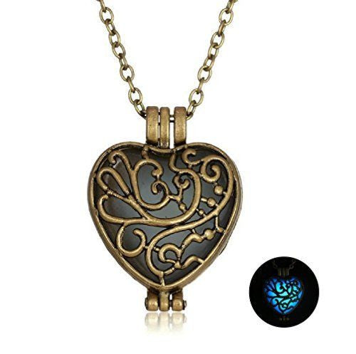 Statement Necklace Hollow Out Fashion Vintage Heart Pendant Glow Dark Necklace