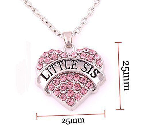 Jewelry Big Sister Necklace Crystal Heart Necklaces Gift for Sisters Kids