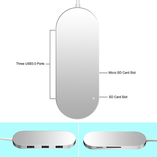 Cateck 3-Port Ultra Slim USB 3.0  Aluminum Hub with SD/TF Card Reader Combo