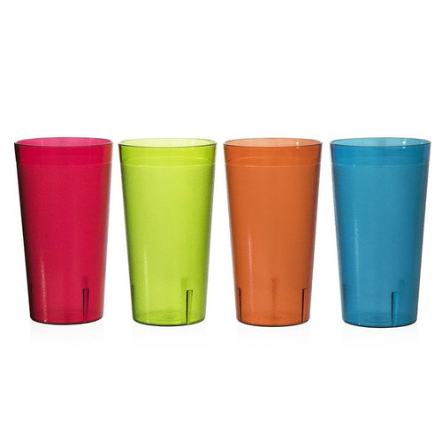 RAINBOW 12PK Clear Break Resistant Drinking Cups Glasses 32 OZ PLASTIC TUMBLERS