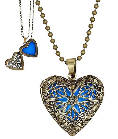 Unique Magical Fairy Glow in the Dark Pendant Locket Heart Luminous Necklace