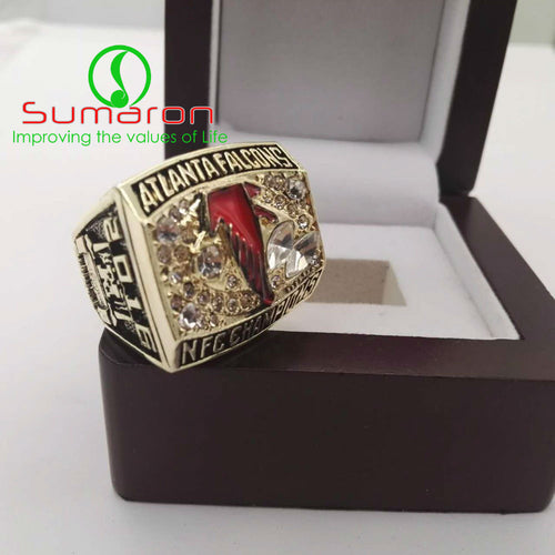 High Quality 2016 Atlanta Falcons Championship Ring Solid Men Fan w Wooden Box