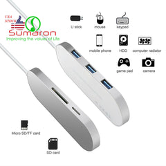 Cateck 3-Port Ultra Slim USB 3.0  Aluminum Hub with SD/TF Card Reader Combo