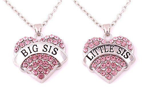 Jewelry Big Sister Necklace Crystal Heart Necklaces Gift for Sisters Kids