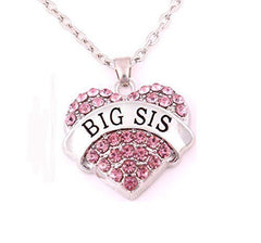 Jewelry Big Sister Necklace Crystal Heart Necklaces Gift for Sisters Kids
