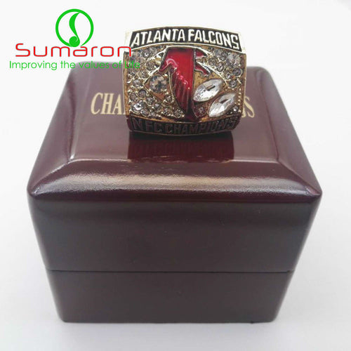 High Quality 2016 Atlanta Falcons Championship Ring Solid Men Fan w Wooden Box